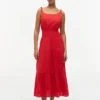 Vestido Midi em Seersucker com Camadas Vestido Midi em Seersucker com Camadas