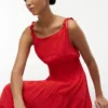 Vestido Midi em Seersucker com Camadas Vestido Midi em Seersucker com Camadas