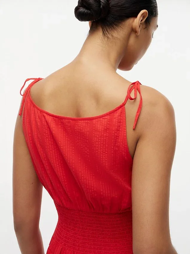 Vestido Midi em Seersucker com Camadas Vestido Midi em Seersucker com Camadas