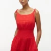 Vestido Midi em Seersucker com Camadas Vestido Midi em Seersucker com Camadas