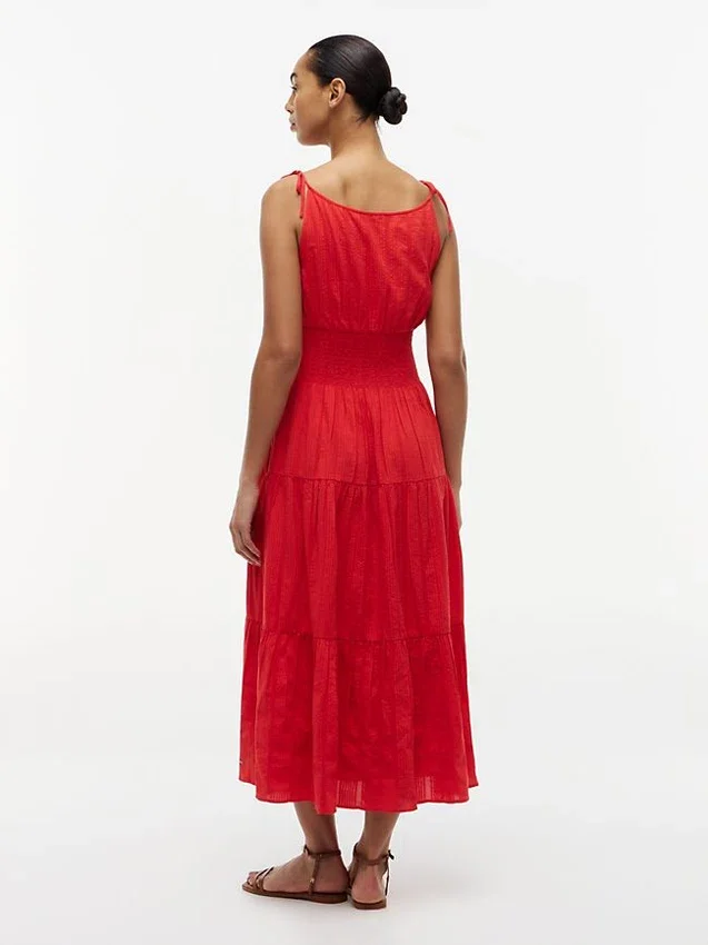 Vestido Midi em Seersucker com Camadas Vestido Midi em Seersucker com Camadas