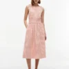 Vestido midi em xadrez seersucker franzido Vestido midi em xadrez seersucker franzido