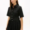 Vestido Midi Plissado em Mistura de Materiais Vestido Midi Plissado em Mistura de Materiais