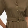 Vestido Midi Plissado em Mistura de Materiais Vestido Midi Plissado em Mistura de Materiais