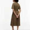 Vestido Midi Plissado em Mistura de Materiais Vestido Midi Plissado em Mistura de Materiais