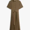 Vestido Midi Plissado em Mistura de Materiais Vestido Midi Plissado em Mistura de Materiais