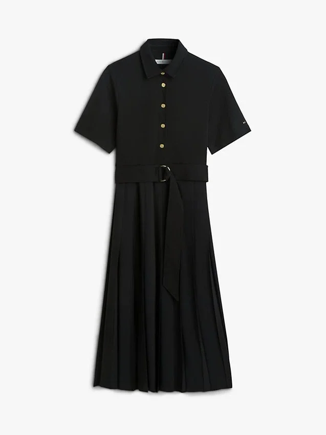 Vestido Midi Plissado em Mistura de Materiais Vestido Midi Plissado em Mistura de Materiais