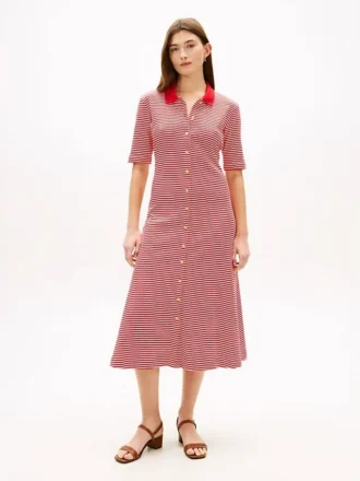 Vestido Midi Polo com Botões Dourados