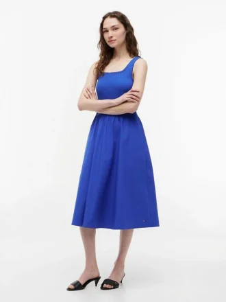 Vestido Midi sem Mangas em Mista