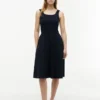 Vestido Midi sem Mangas em Mista Vestido Midi sem Mangas em Mista