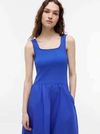 Vestido Midi sem Mangas em Mista