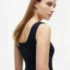 Vestido Midi sem Mangas em Mista Vestido Midi sem Mangas em Mista