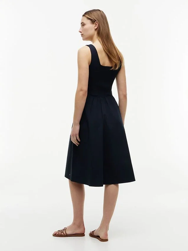 Vestido Midi sem Mangas em Mista Vestido Midi sem Mangas em Mista