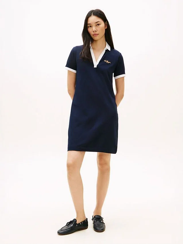 Vestido Polo com Logótipo Hilfiger Bordado Vestido Polo com Logótipo Hilfiger Bordado