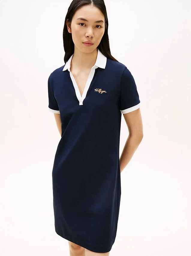 Vestido Polo com Logótipo Hilfiger Bordado Vestido Polo com Logótipo Hilfiger Bordado