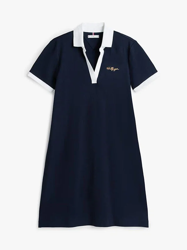Vestido Polo com Logótipo Hilfiger Bordado Vestido Polo com Logótipo Hilfiger Bordado