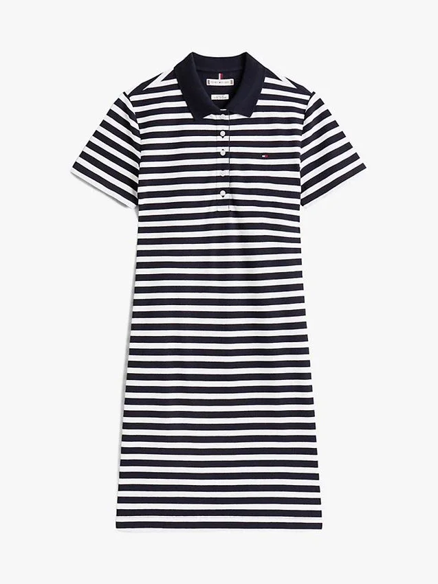 Vestido Polo de Risca com Corte Justo Vestido Polo de Risca com Corte Justo