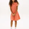 Vestido polo elástico plissado para criança Vestido polo elástico plissado para criança