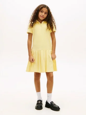 Vestido polo elástico plissado para criança