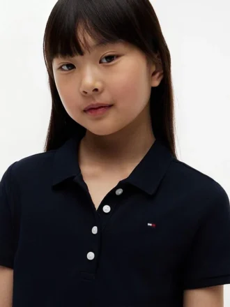 Vestido polo elástico plissado para criança