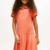 Vestido polo elástico plissado para criança Vestido polo elástico plissado para criança