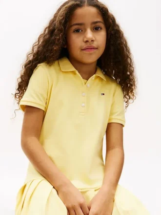 Vestido polo elástico plissado para criança