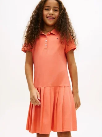 Vestido polo elástico plissado para criança