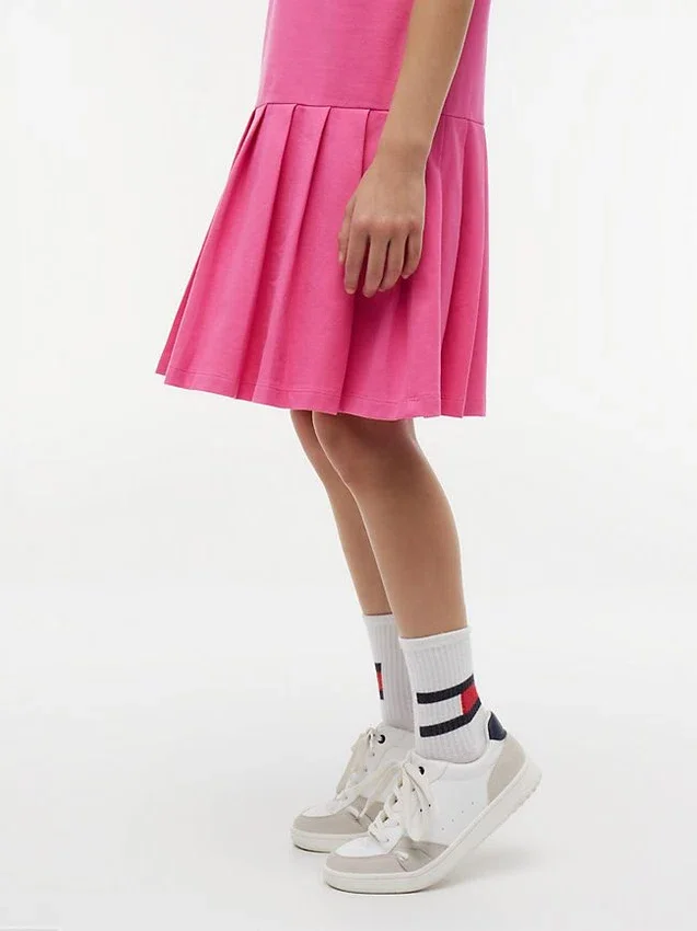 Vestido polo elástico plissado para criança Vestido polo elástico plissado para criança