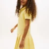 Vestido polo elástico plissado para criança Vestido polo elástico plissado para criança
