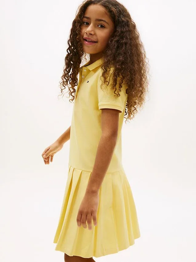 Vestido polo elástico plissado para criança Vestido polo elástico plissado para criança