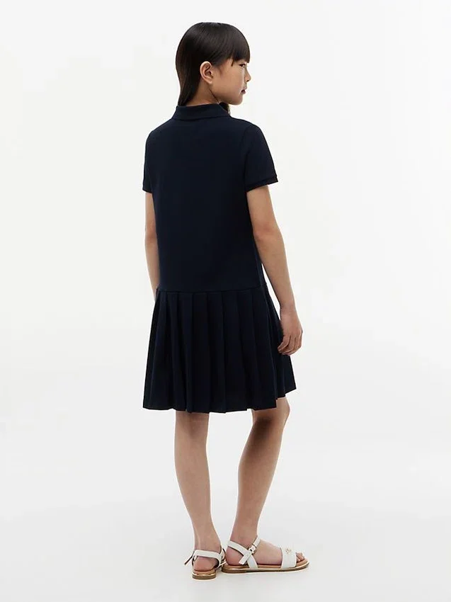 Vestido polo elástico plissado para criança Vestido polo elástico plissado para criança