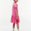 Vestido polo elástico plissado para criança Vestido polo elástico plissado para criança