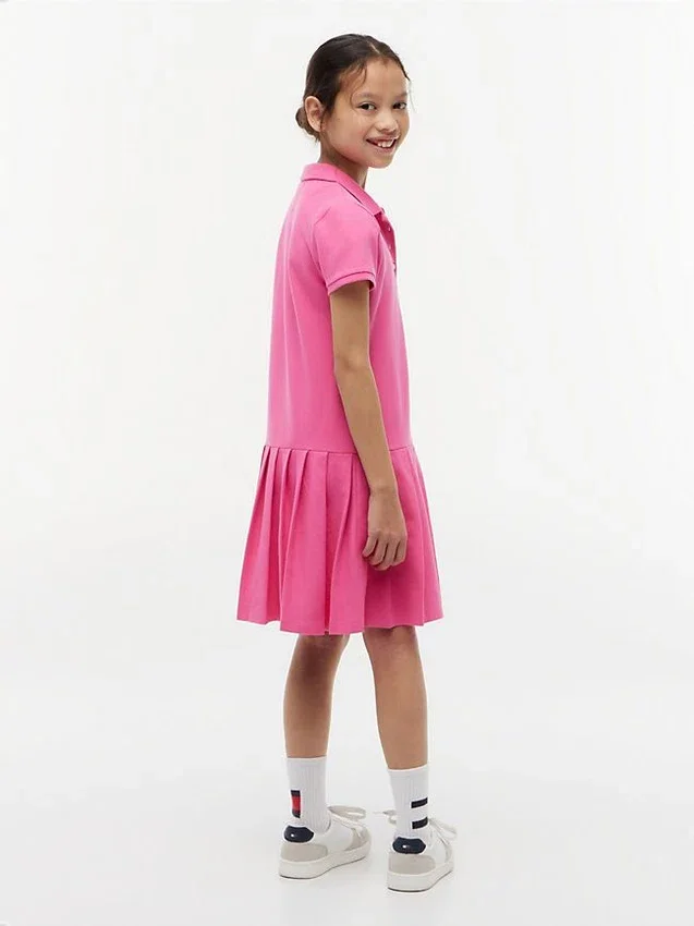 Vestido polo elástico plissado para criança Vestido polo elástico plissado para criança