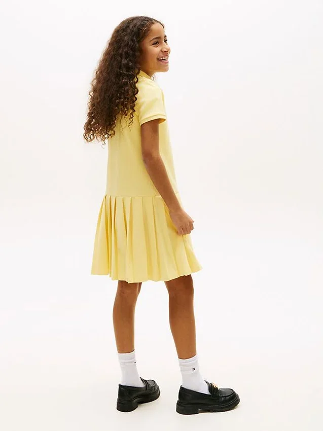 Vestido polo elástico plissado para criança Vestido polo elástico plissado para criança