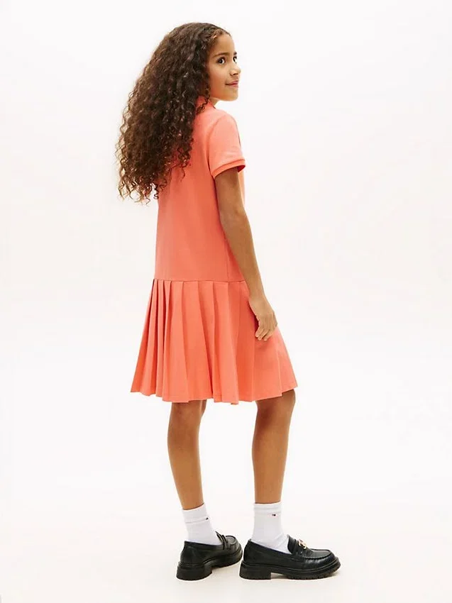 Vestido polo elástico plissado para criança Vestido polo elástico plissado para criança