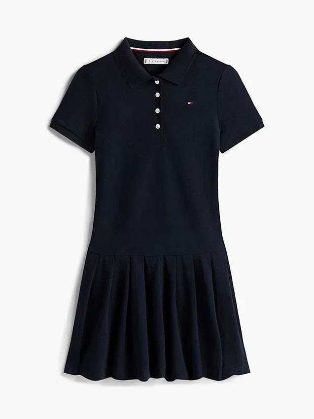 Vestido polo elástico plissado para criança Vestido polo elástico plissado para criança