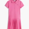 Vestido polo elástico plissado para criança Vestido polo elástico plissado para criança