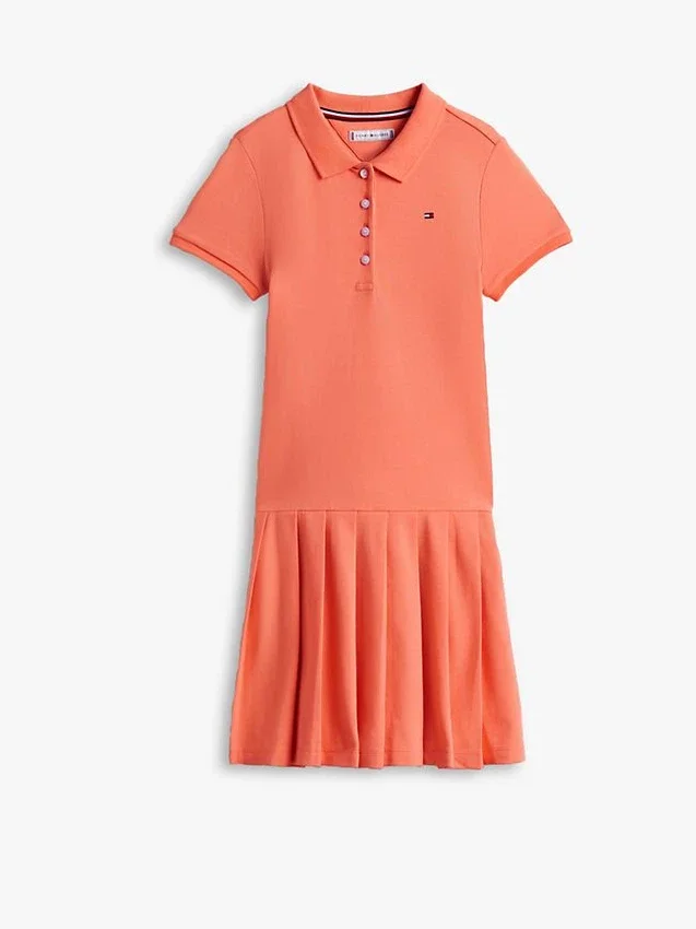 Vestido polo elástico plissado para criança Vestido polo elástico plissado para criança