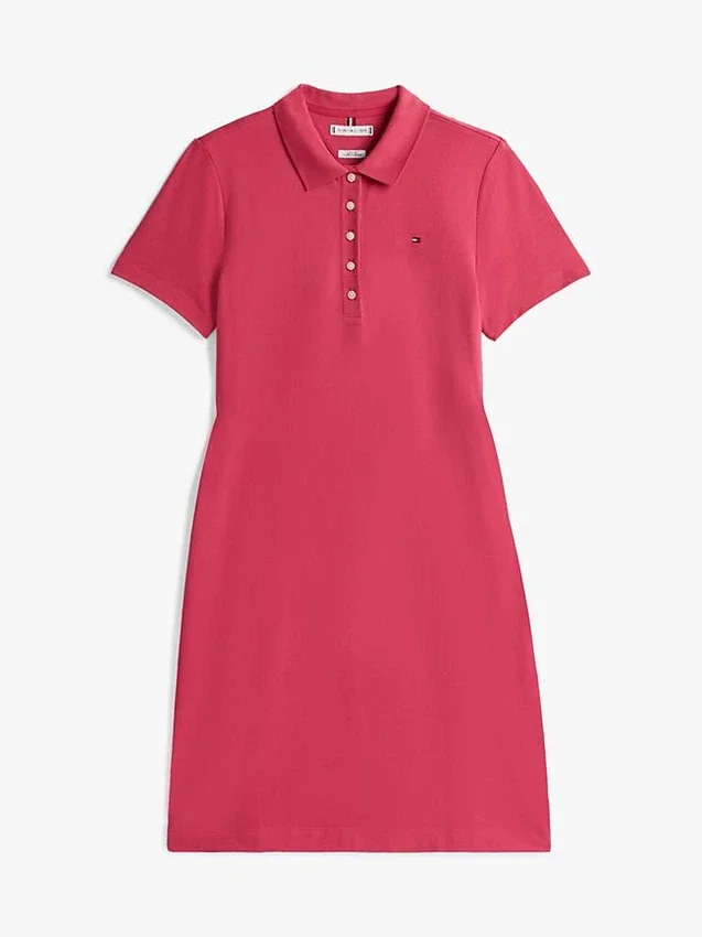 Vestido polo em algodão elástico com corte clássico Vestido polo em algodão elástico com corte clássico