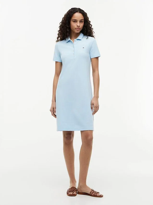 Vestido Polo em Algodão Elástico de Corte Clássico Vestido Polo em Algodão Elástico de Corte Clássico