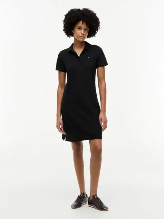 Vestido Polo em Algodão Elástico de Corte Clássico
