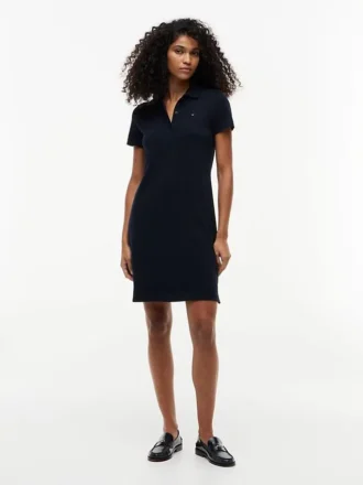 Vestido Polo em Algodão Elástico de Corte Clássico