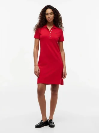 Vestido Polo em Algodão Elástico de Corte Clássico