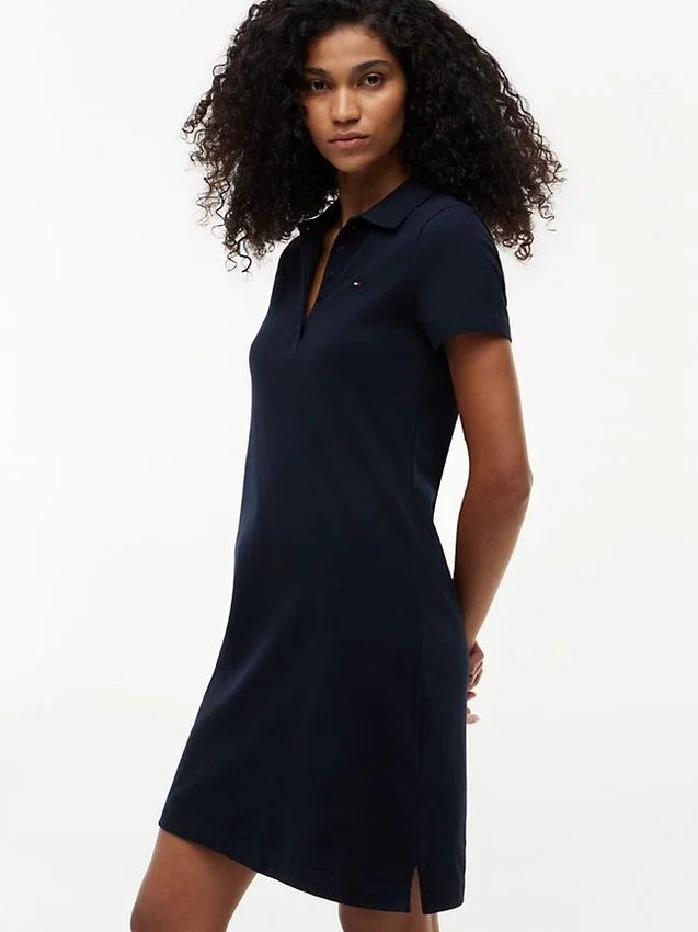Vestido Polo em Algodão Elástico de Corte Clássico Vestido Polo em Algodão Elástico de Corte Clássico