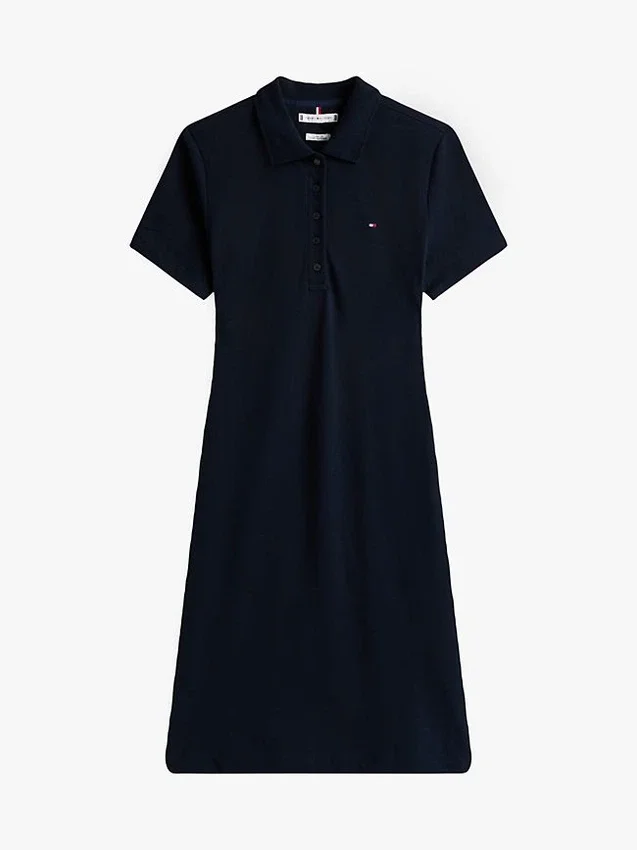 Vestido Polo em Algodão Elástico de Corte Clássico Vestido Polo em Algodão Elástico de Corte Clássico