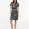 Vestido polo em piqué elástico às riscas Vestido polo em piqué elástico às riscas