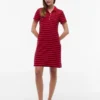 Vestido polo em piqué elástico às riscas Vestido polo em piqué elástico às riscas
