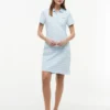 Vestido polo em piqué elástico às riscas Vestido polo em piqué elástico às riscas