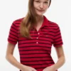 Vestido polo em piqué elástico às riscas Vestido polo em piqué elástico às riscas