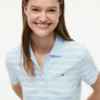 Vestido polo em piqué elástico às riscas Vestido polo em piqué elástico às riscas